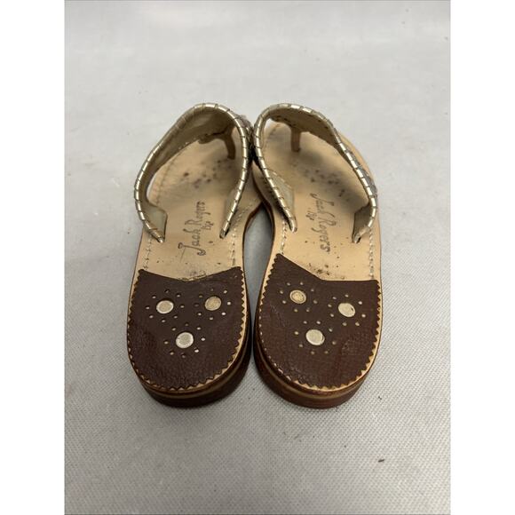 Jack Rogers Sandals Metallic Silver Brown Thong Slip On Leather Size 6 - Picture 6 of 9